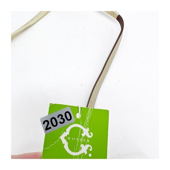 C. Wonder Women's Brown Leather Gold Buckle Thin Belt One Size NEW - Picture 2 of 6